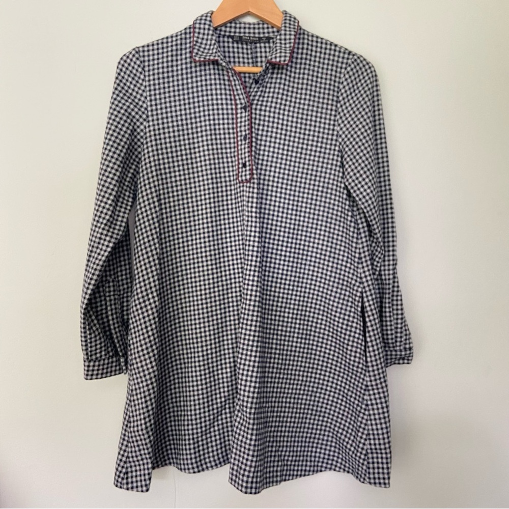 Zara Basic Collection Gingham Flannel Plaid Mini … - image 1